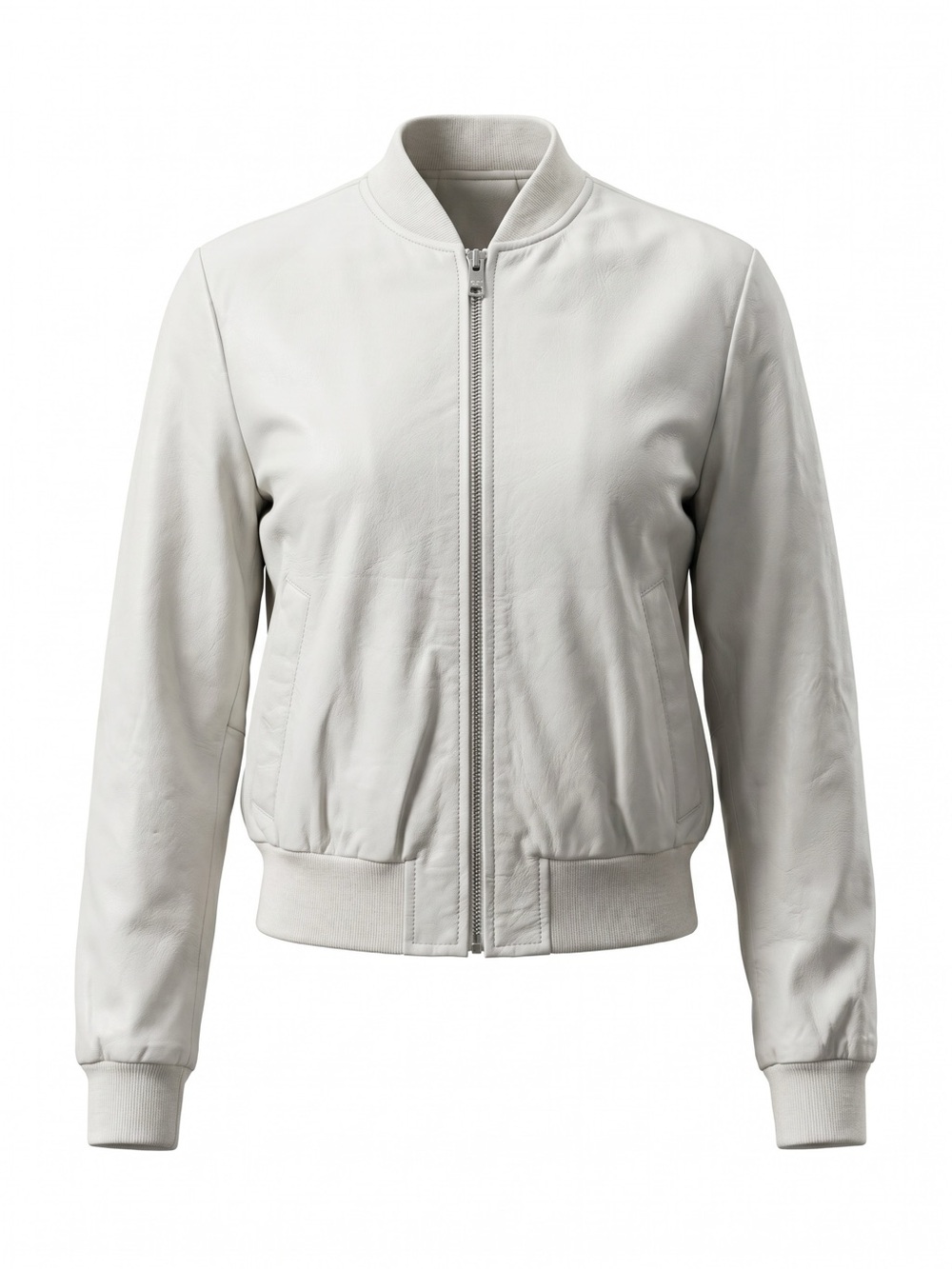 Wilsons Leather Maxima White Vintage Retro Leather Bomber Jacket. Size L